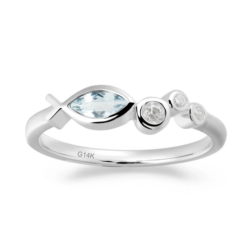 Marquise Aquamarine Ichthys Ring - Image 5