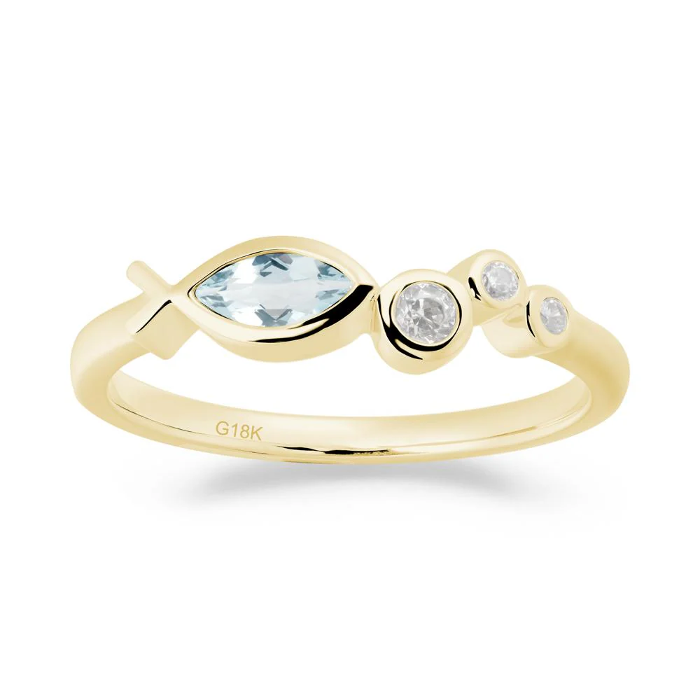 Marquise Aquamarine Ichthys Ring - Image 6