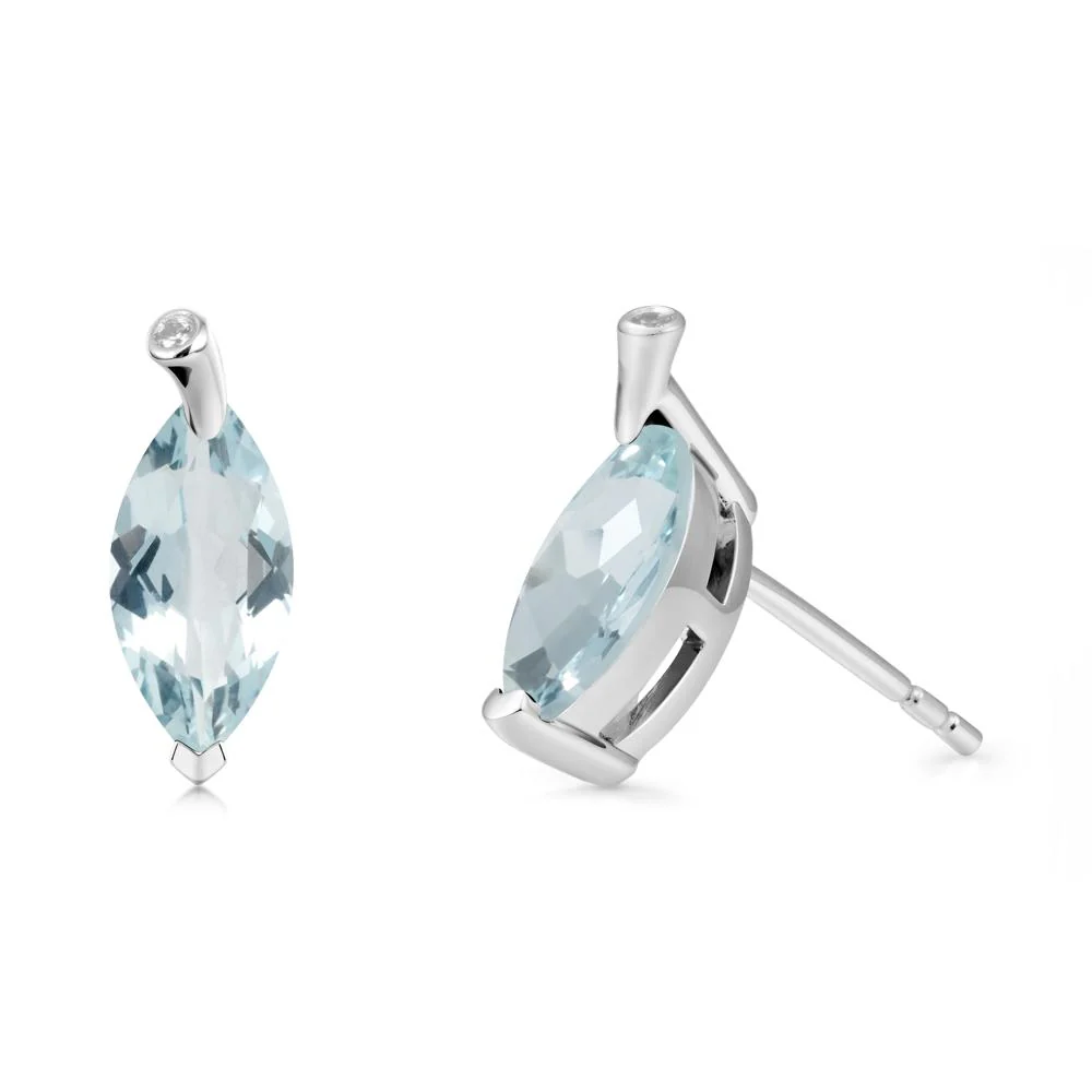 Marquise Aquamarine Leaf Earrings - Image 2
