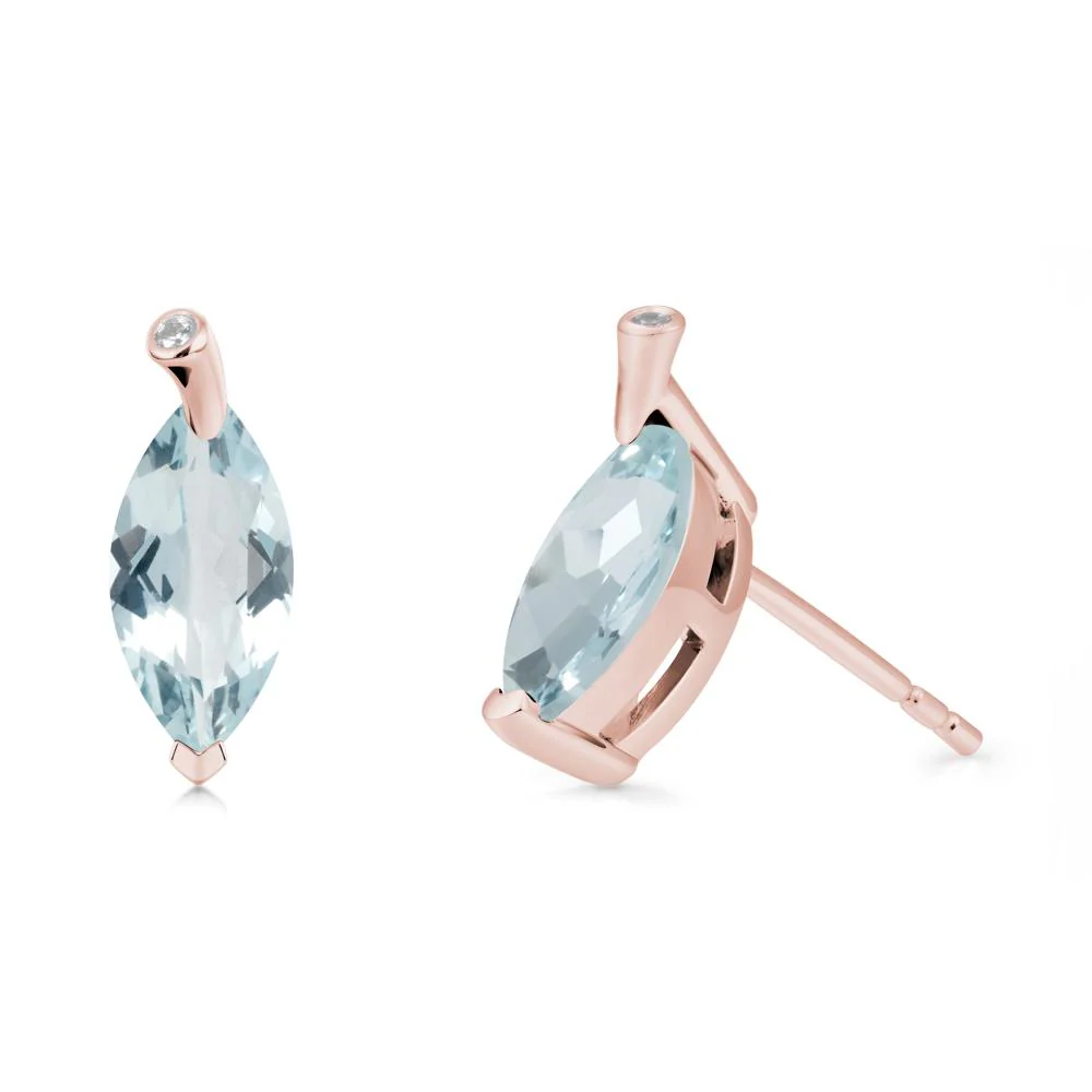 Marquise Aquamarine Leaf Earrings - Image 4