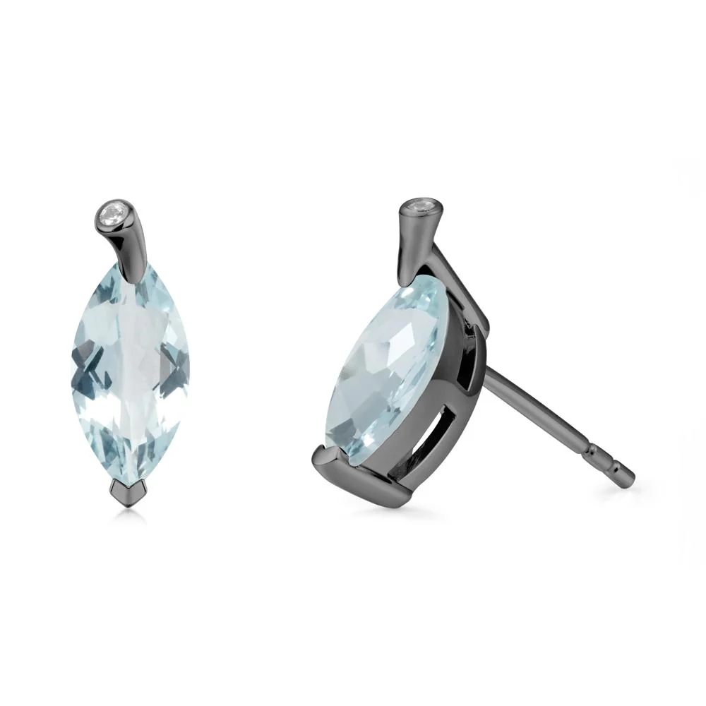 Marquise Aquamarine Leaf Earrings - Image 7