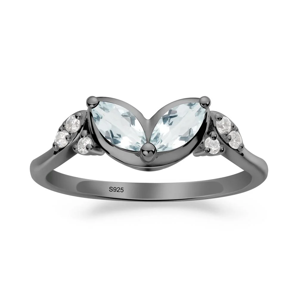 Marquise Aquamarine Leaf Ring - Image 8