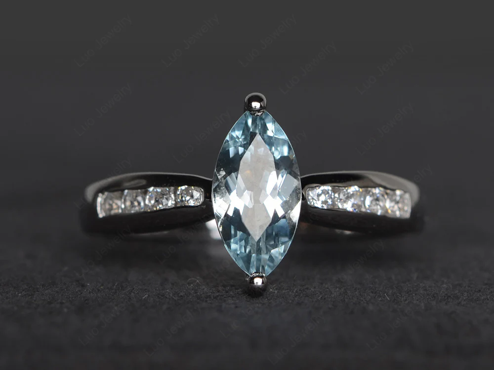 Marquise Aquamarine Promise Ring