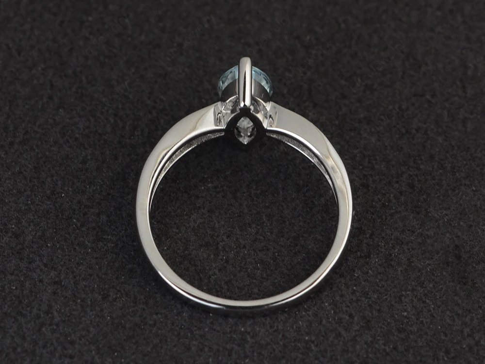 Marquise Aquamarine Promise Ring - Image 3