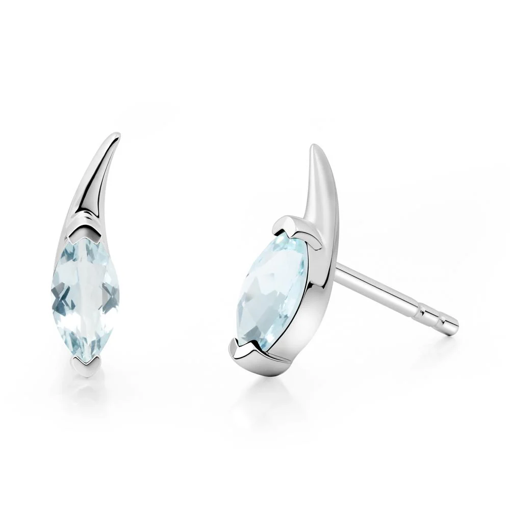 Marquise Aquamarine Stud Earrings