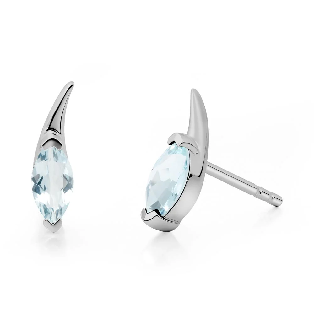 Marquise Aquamarine Stud Earrings - Image 2