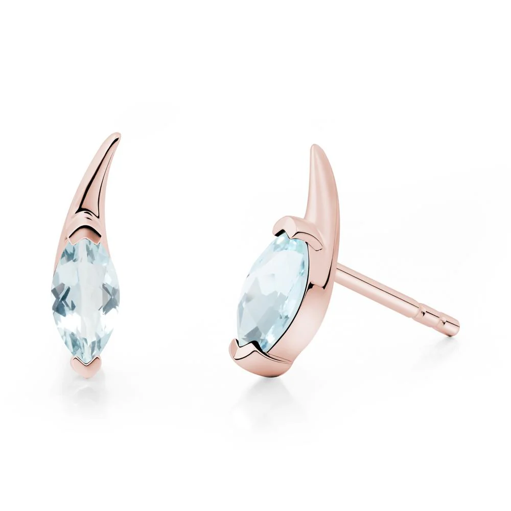 Marquise Aquamarine Stud Earrings - Image 6
