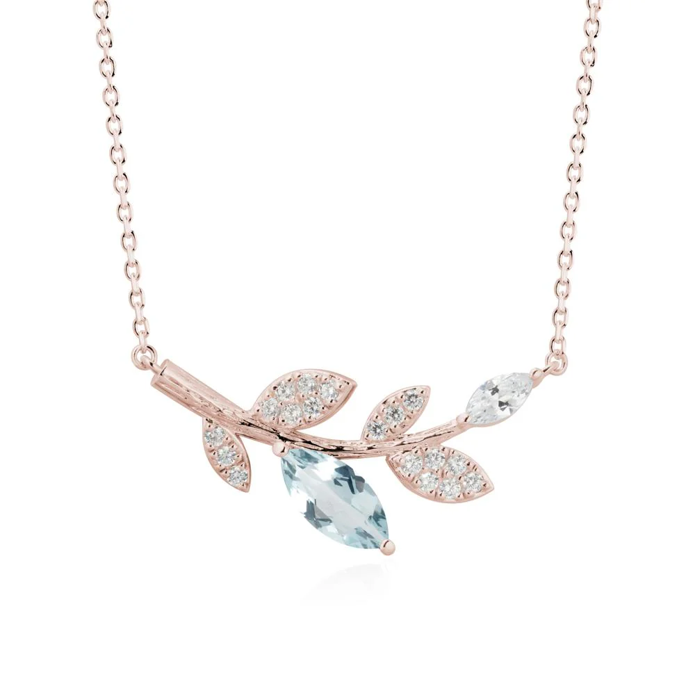 Marquise Aquamarine Vine Leaf Necklace - Image 2