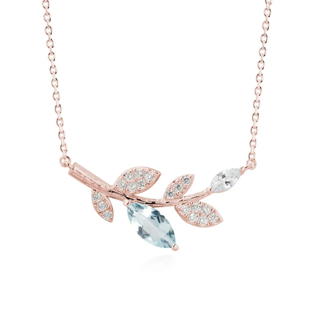 Marquise Aquamarine Vine Leaf Necklace - Image 5
