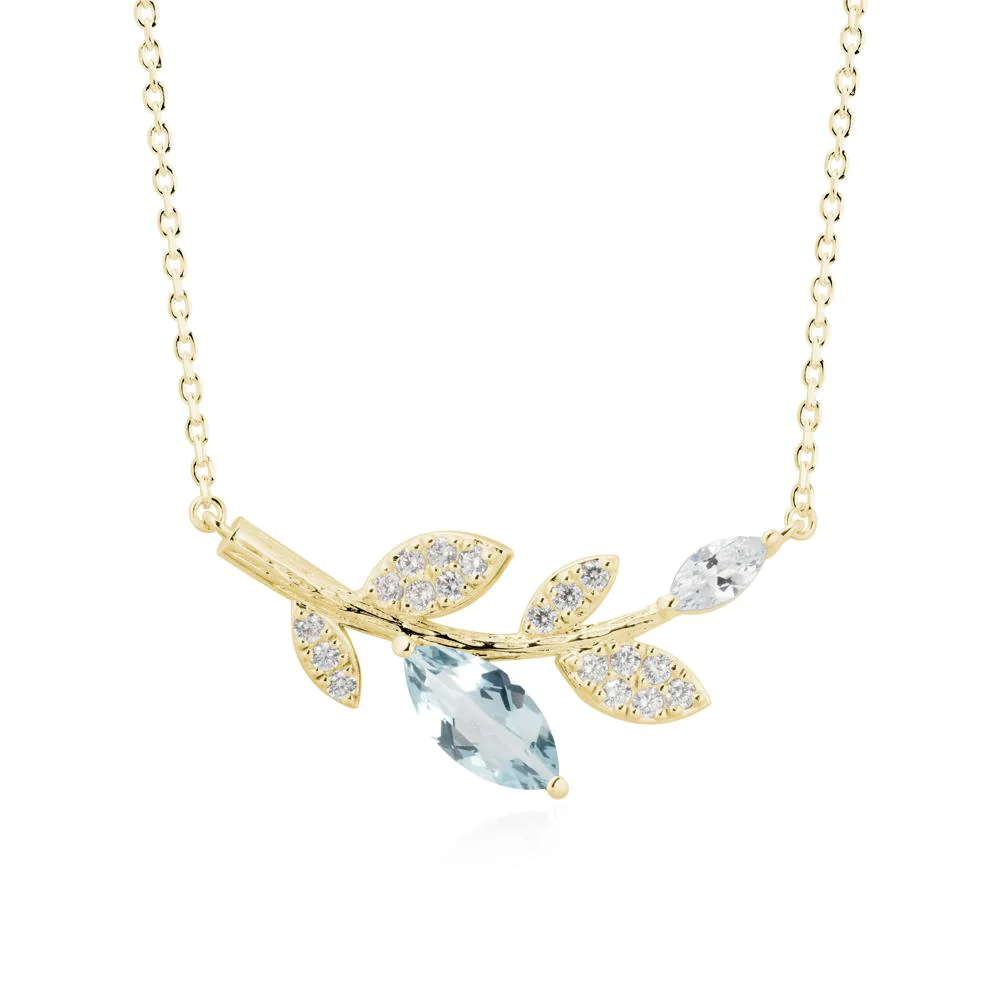 Marquise Aquamarine Vine Leaf Necklace - Image 7