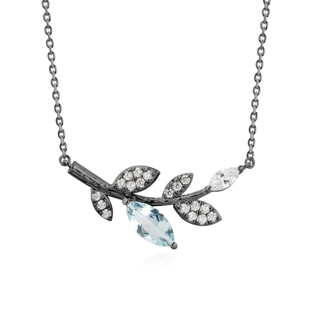 Marquise Aquamarine Vine Leaf Necklace - Image 8