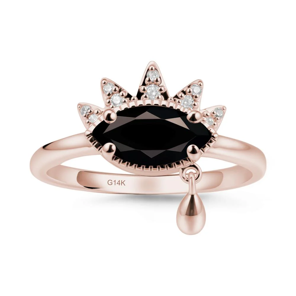 Marquise Black Spinel Evil Eye Ring - Image 2