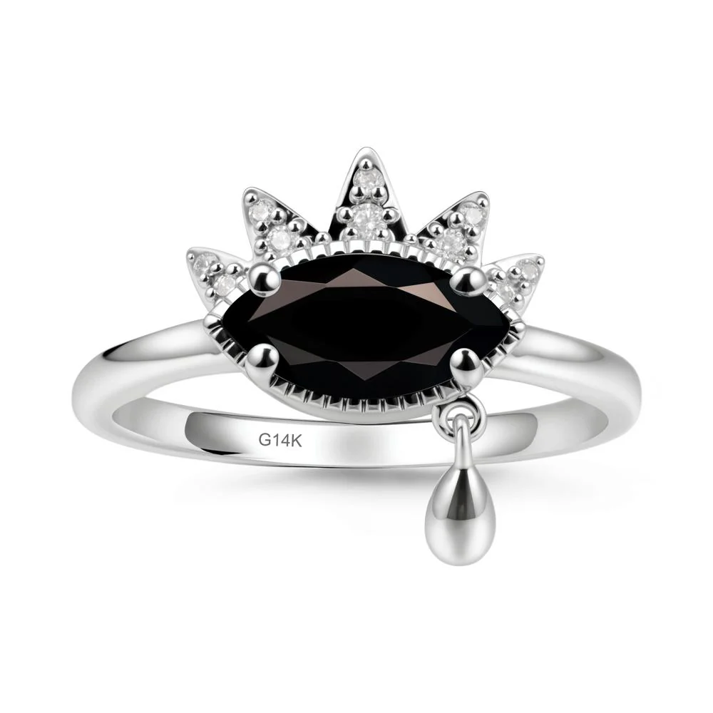 Marquise Black Spinel Evil Eye Ring - Image 3