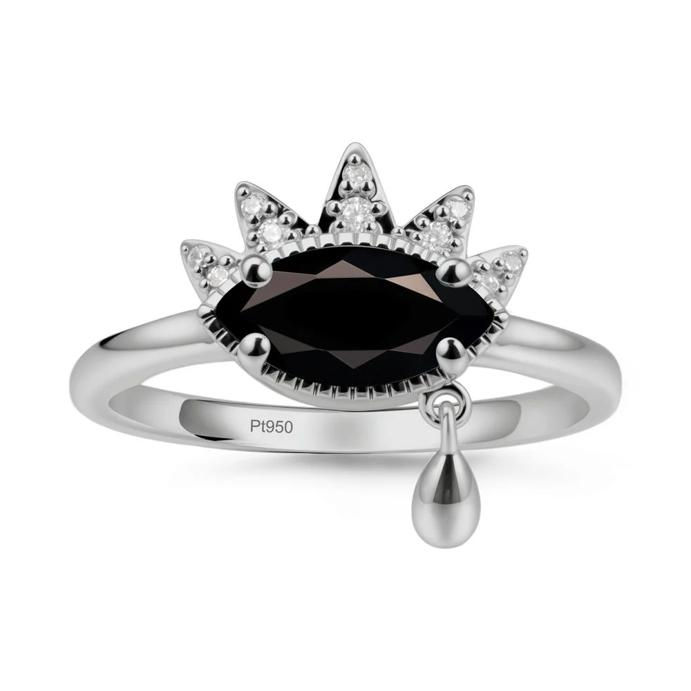 Marquise Black Spinel Evil Eye Ring - Image 9