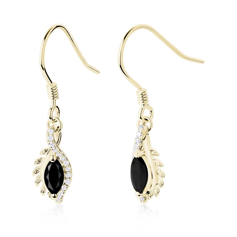 Marquise Black Spinel Fish Hook Earrings - Image 2