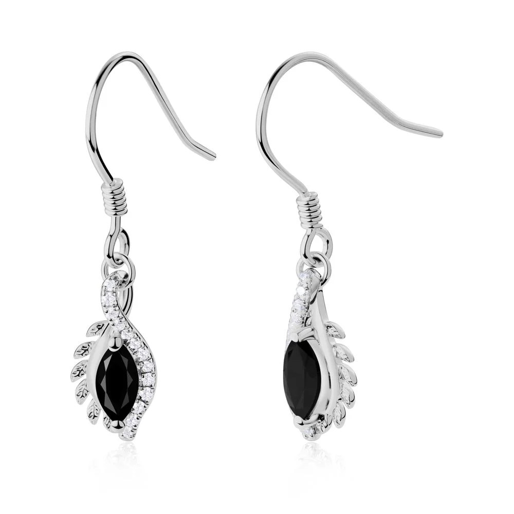 Marquise Black Spinel Fish Hook Earrings - Image 6