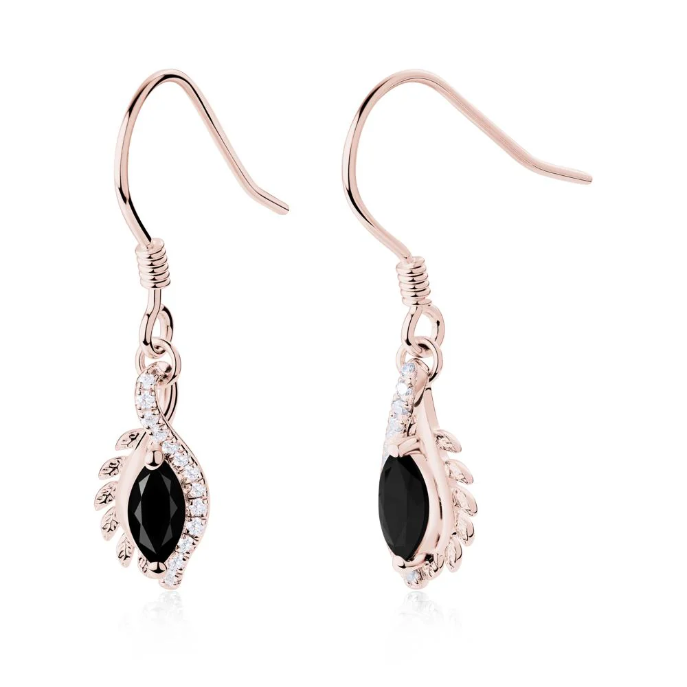 Marquise Black Spinel Fish Hook Earrings - Image 8