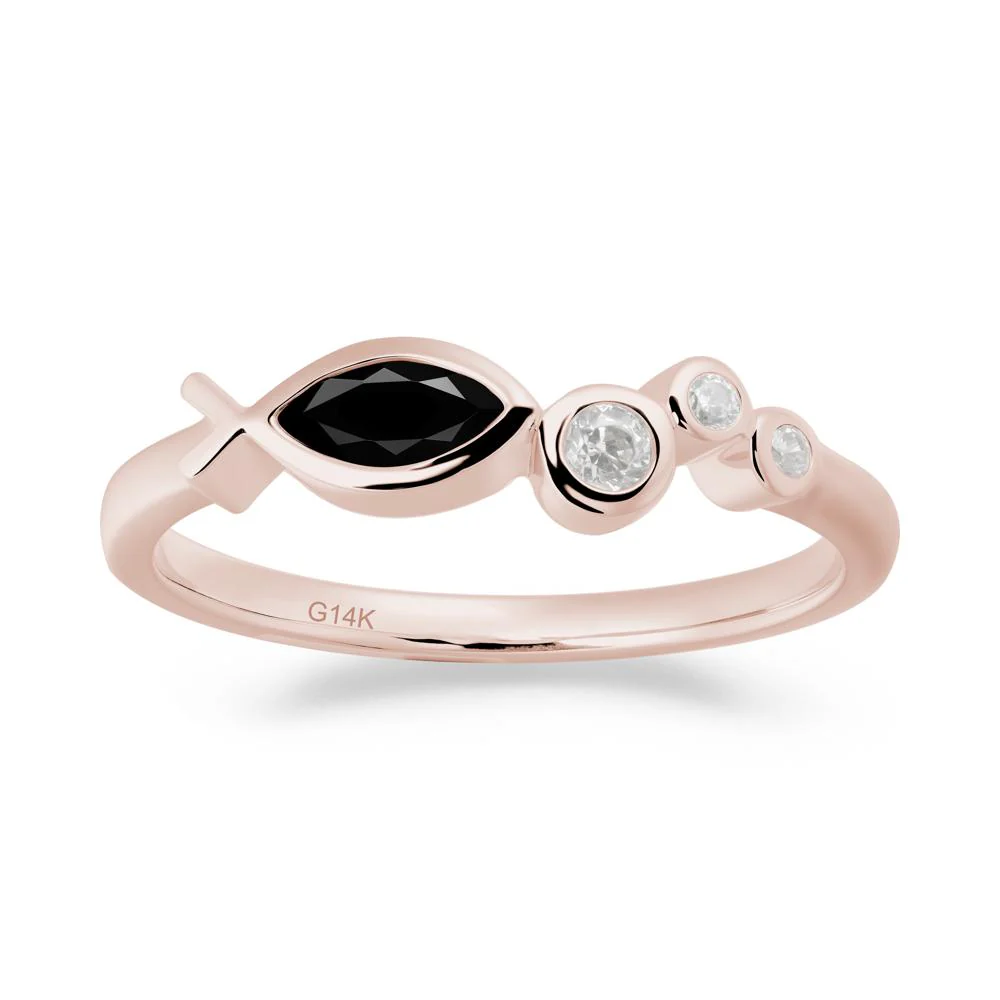 Marquise Black Spinel Ichthys Ring