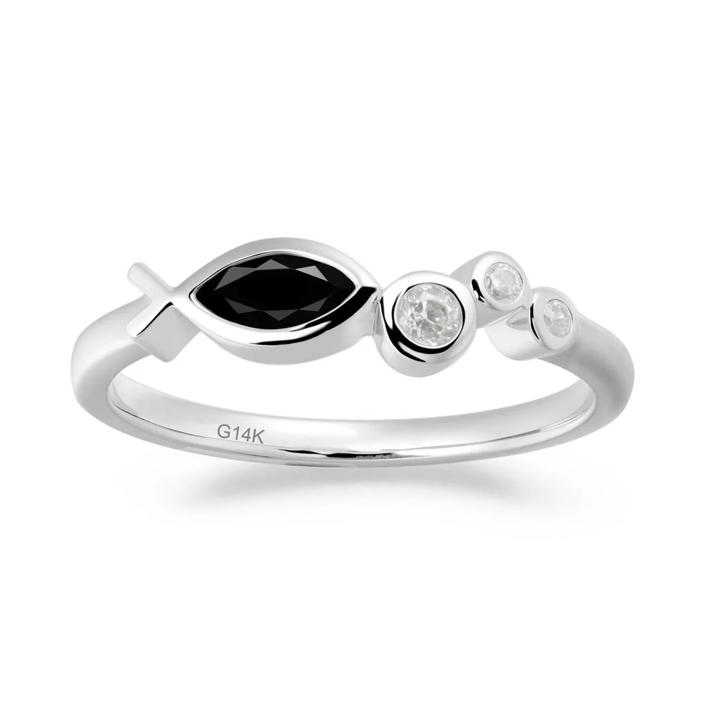 Marquise Black Spinel Ichthys Ring - Image 6