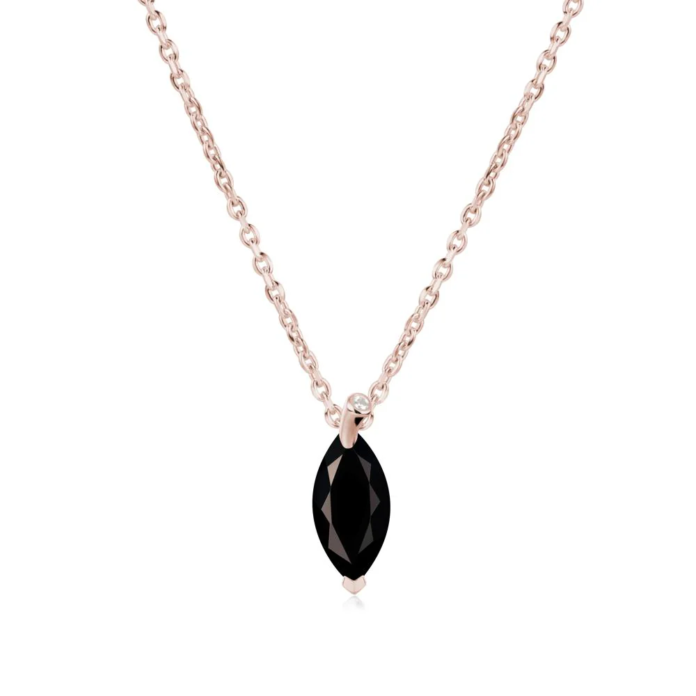 Marquise Black Spinel Leaf Necklace - Image 2