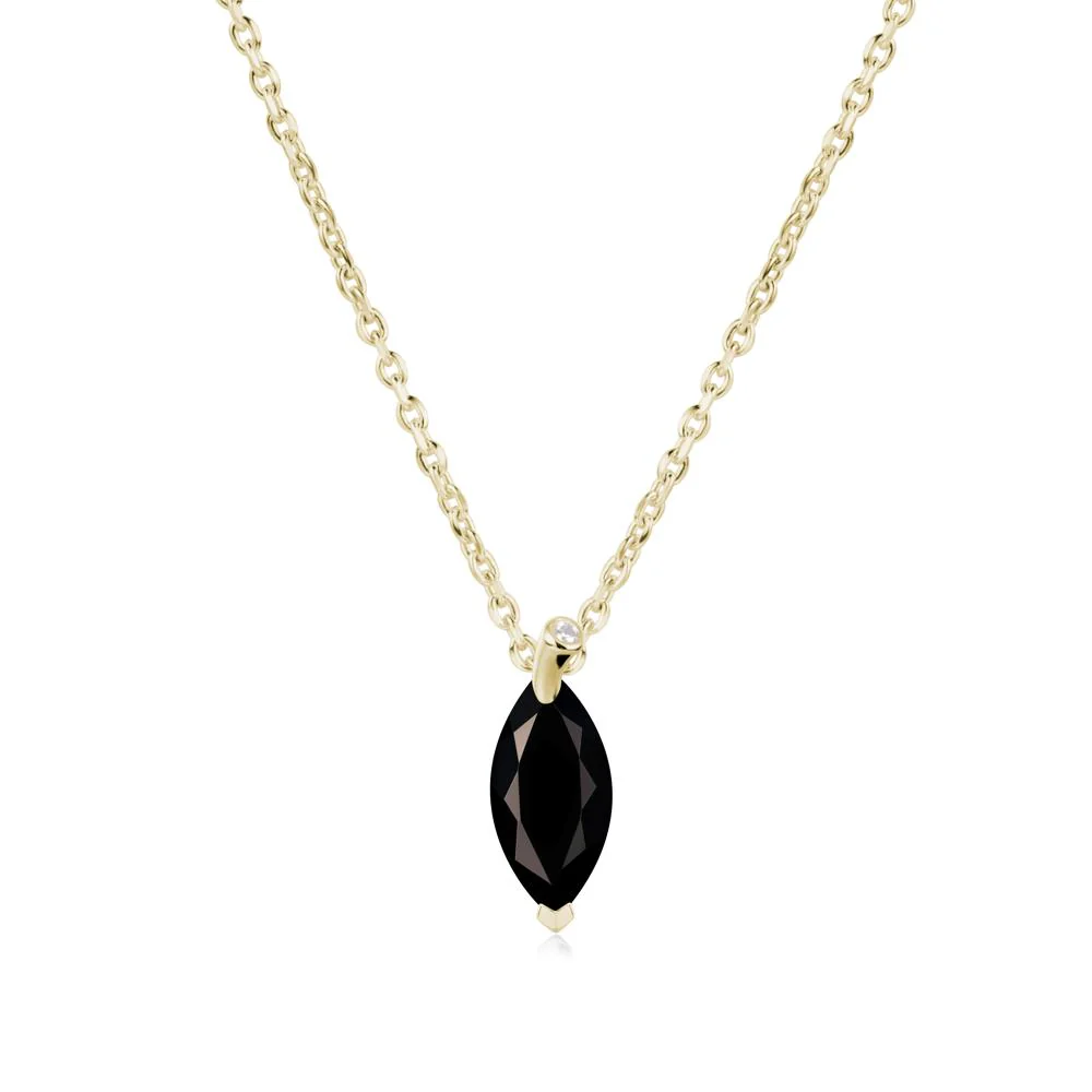 Marquise Black Spinel Leaf Necklace - Image 4