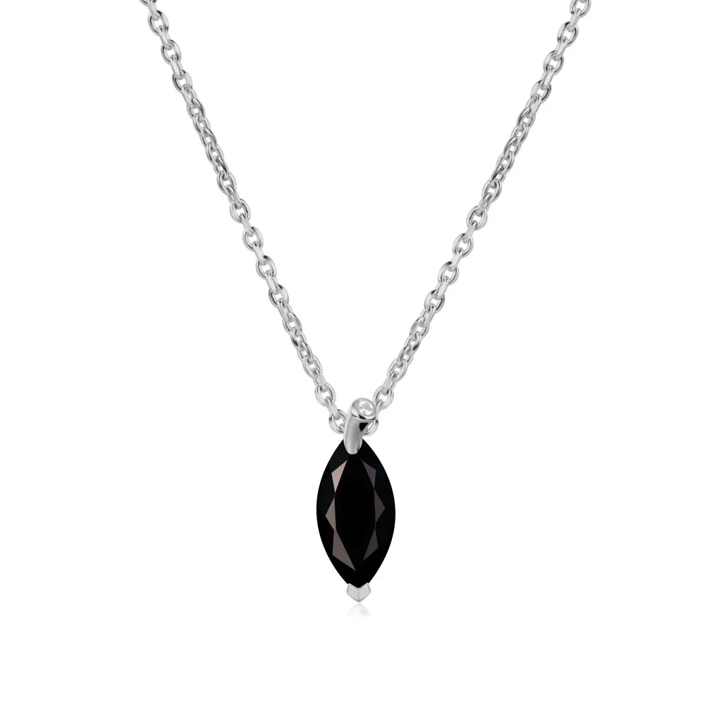 Marquise Black Spinel Leaf Necklace - Image 9
