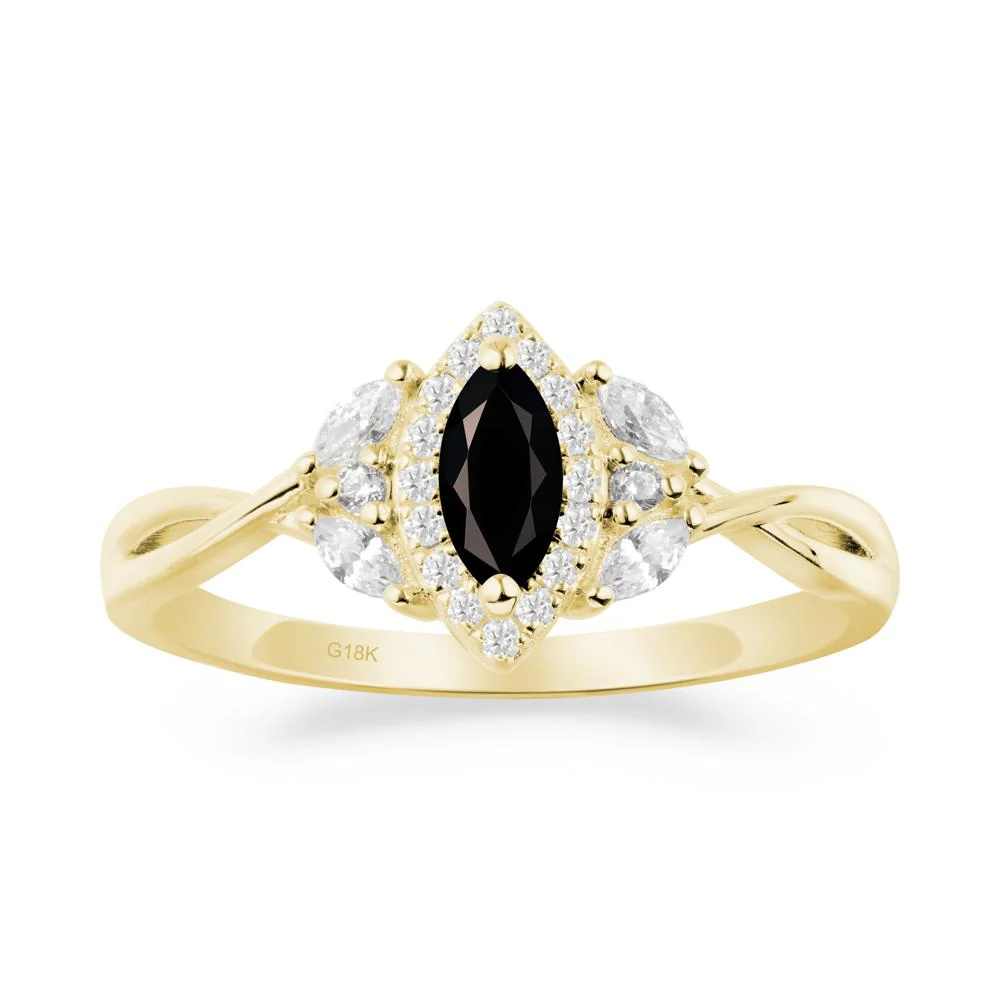 Marquise Black Spinel Ring with Twisted Band - Image 3