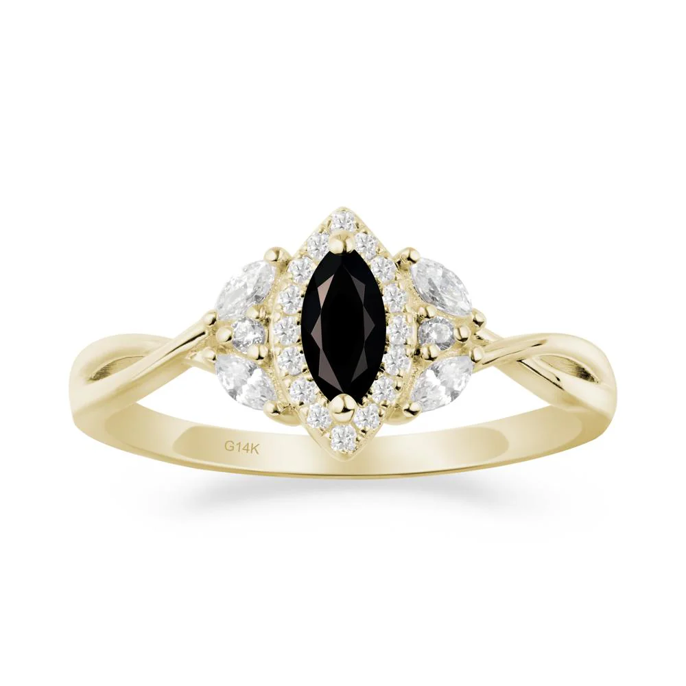 Marquise Black Spinel Ring with Twisted Band - Image 4