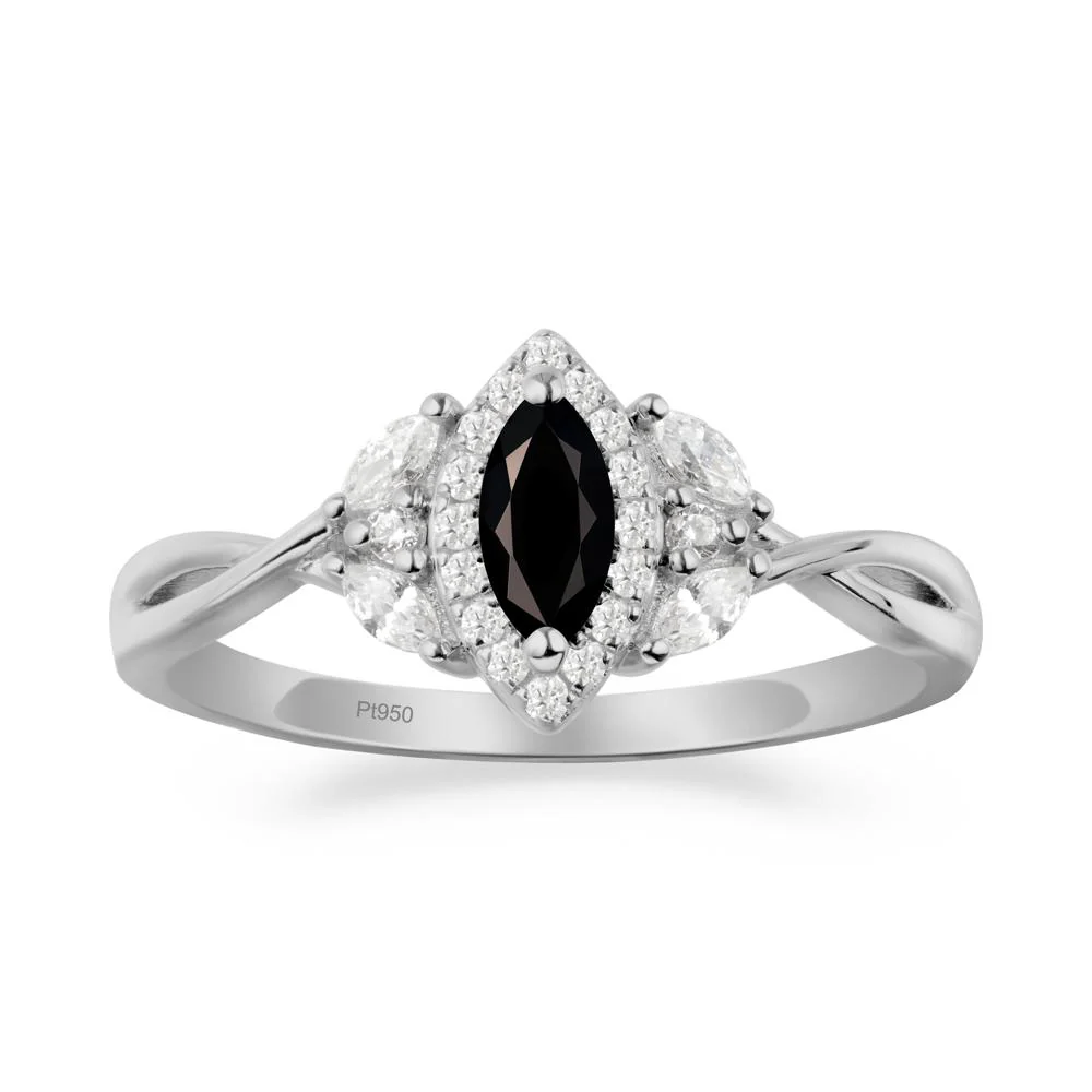 Marquise Black Spinel Ring with Twisted Band - Image 7