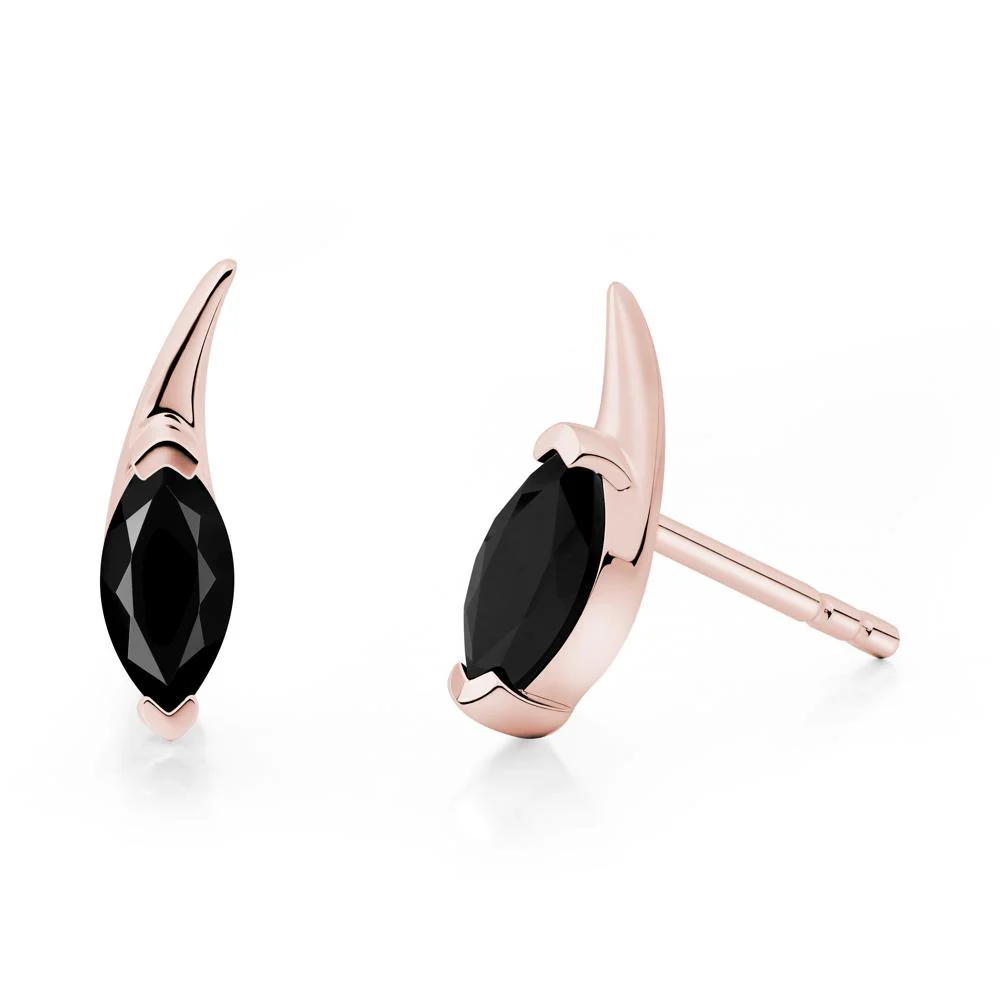 Marquise Black Spinel Stud Earrings - Image 3