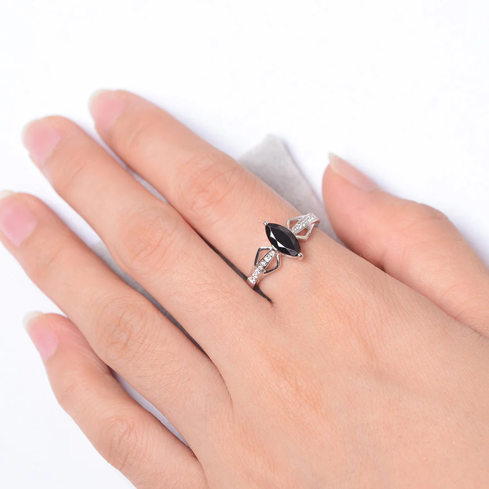 Marquise Black Spinel Engagement Ring - Image 4