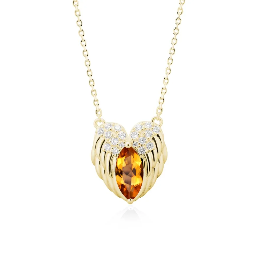 Marquise Citrine   Angel Wings Heart Pendant - Image 7