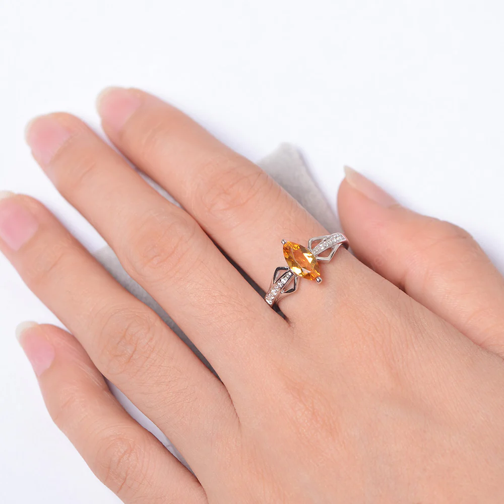 Marquise Citrine Engagement Ring - Image 4