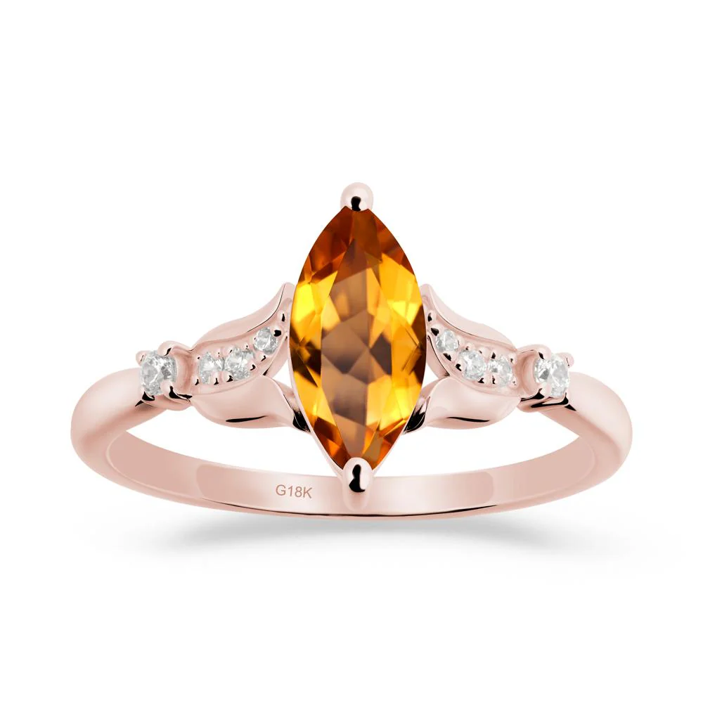 Marquise Citrine Floral Engagement Ring - Image 3