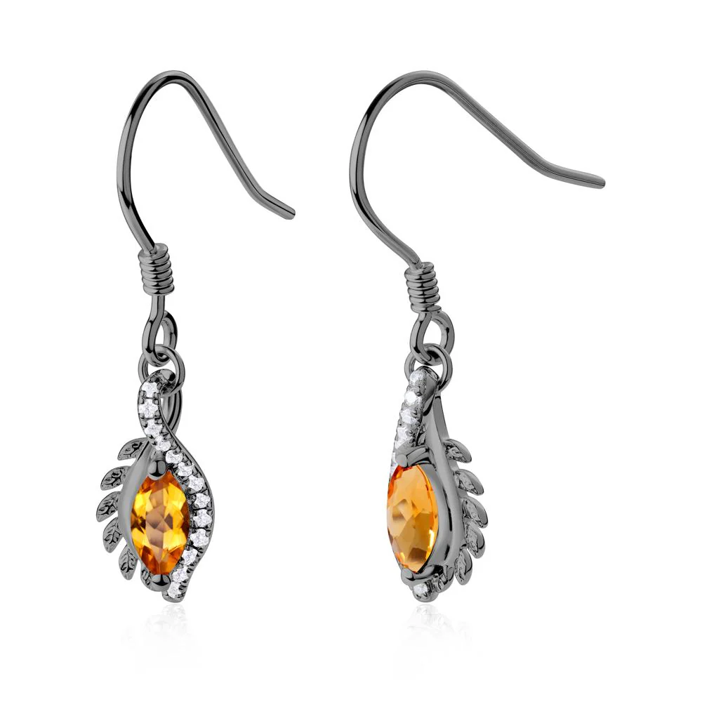 Marquise Citrine French Hook Earrings