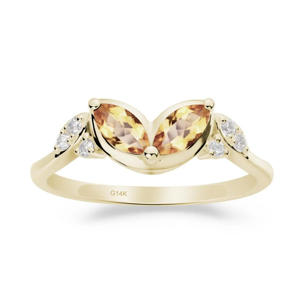Marquise Citrine Leaf Ring