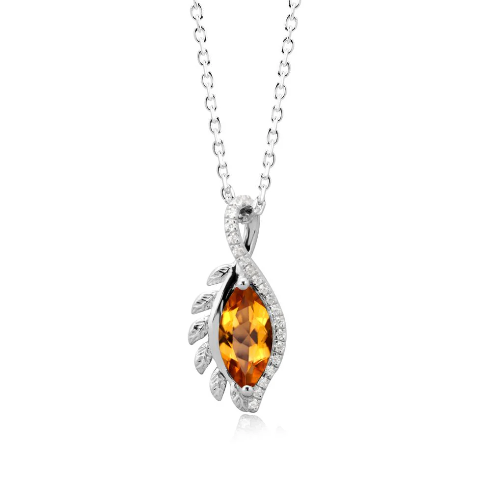 Marquise Citrine Leaf Vine Pendant Necklace - Image 3