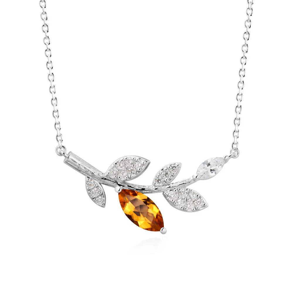 Marquise Citrine Olive Branch Necklace - Image 3
