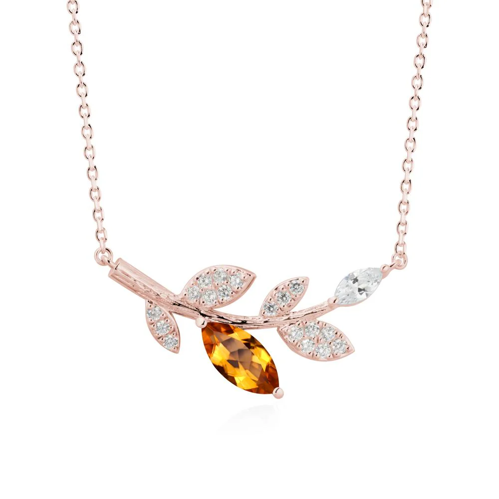 Marquise Citrine Olive Branch Necklace - Image 5