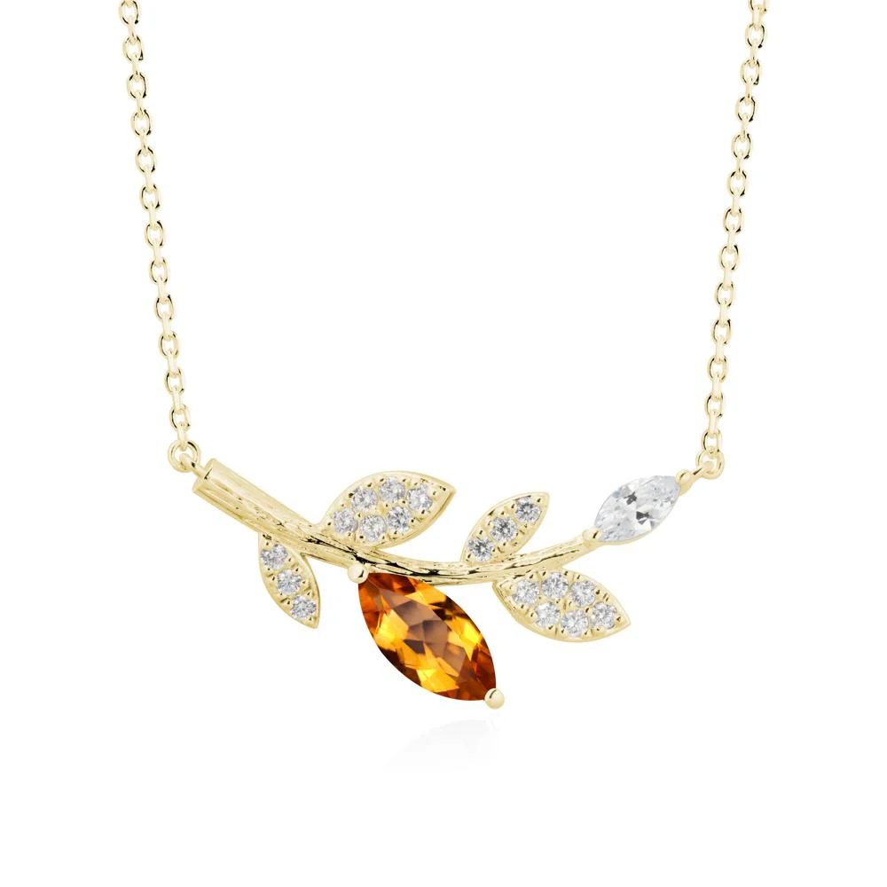 Marquise Citrine Olive Branch Necklace - Image 7