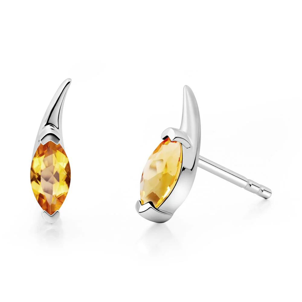 Marquise Citrine Stud Earrings