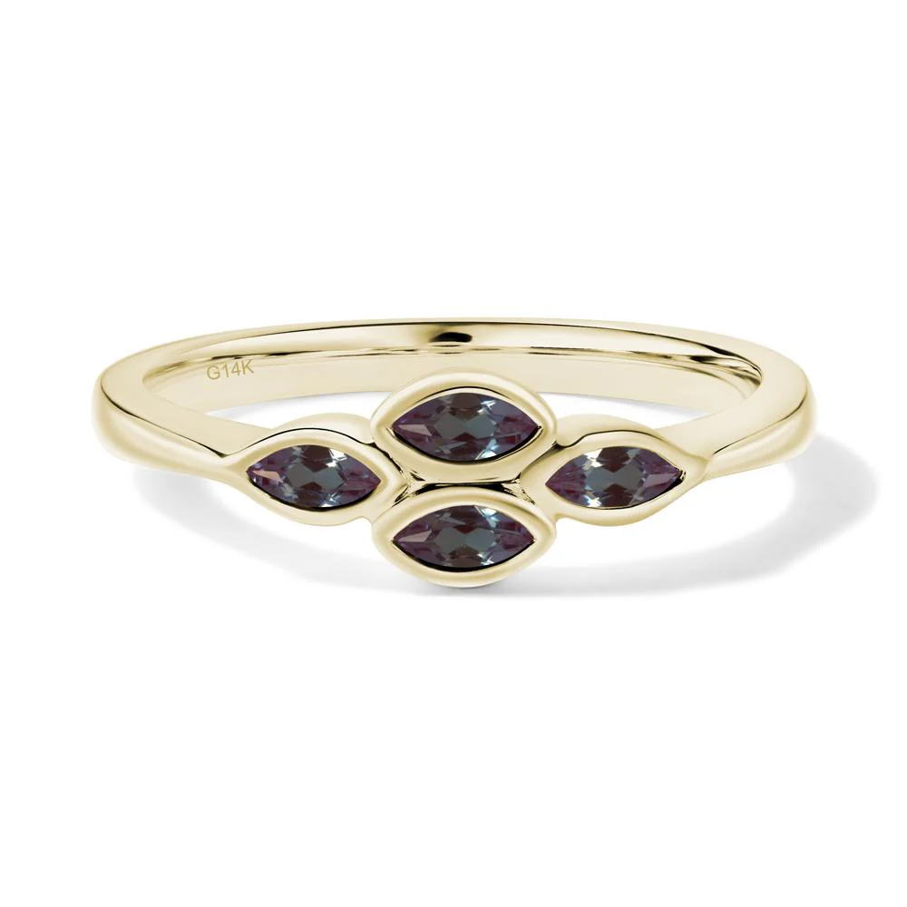 Marquise Cut Alexandrite Bezel Cluster Ring - Image 2