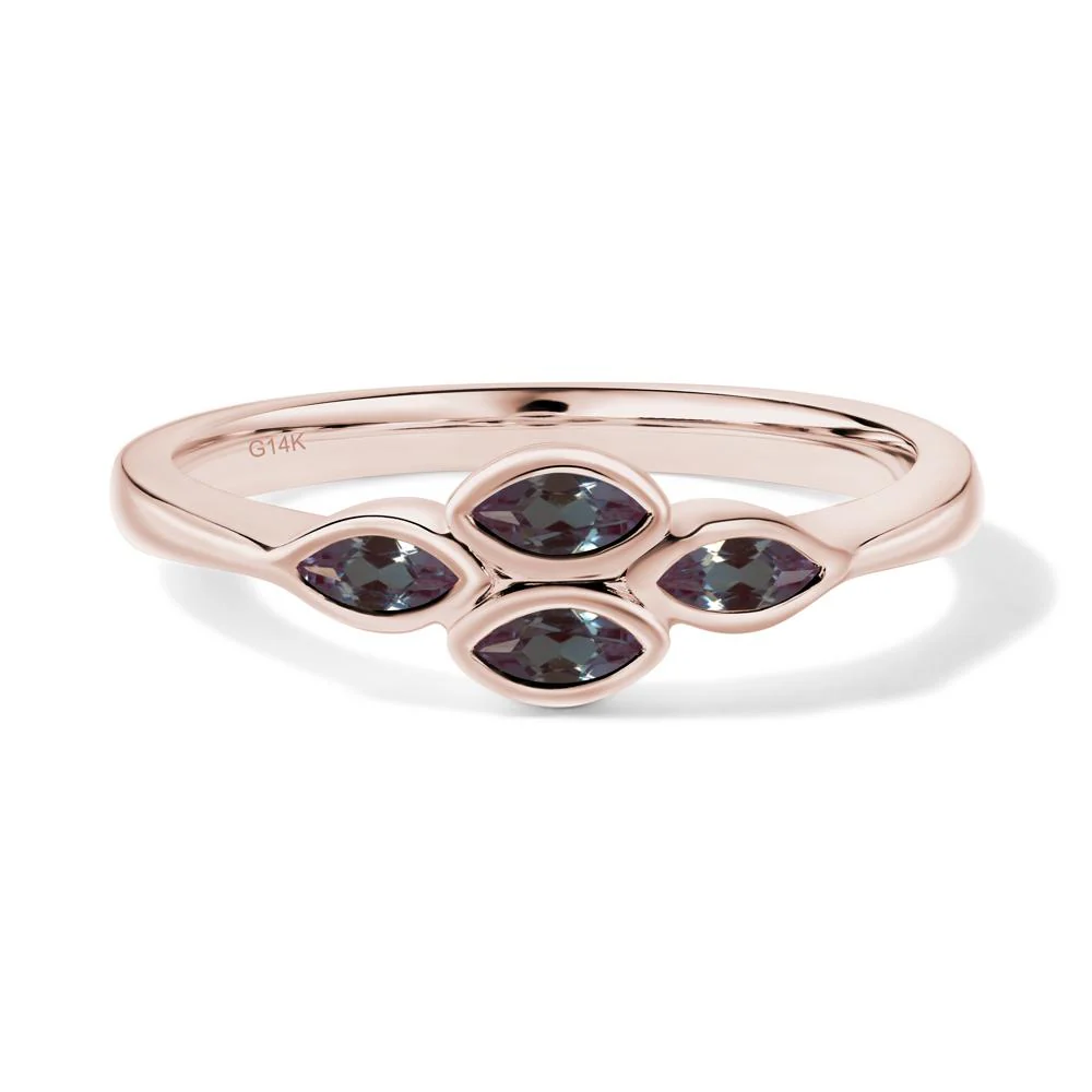 Marquise Cut Alexandrite Bezel Cluster Ring - Image 3