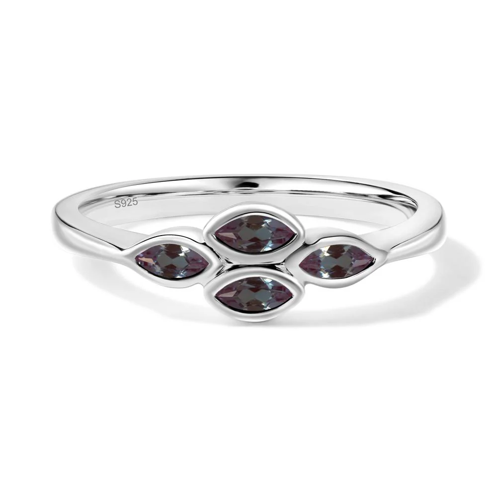 Marquise Cut Alexandrite Bezel Cluster Ring - Image 6