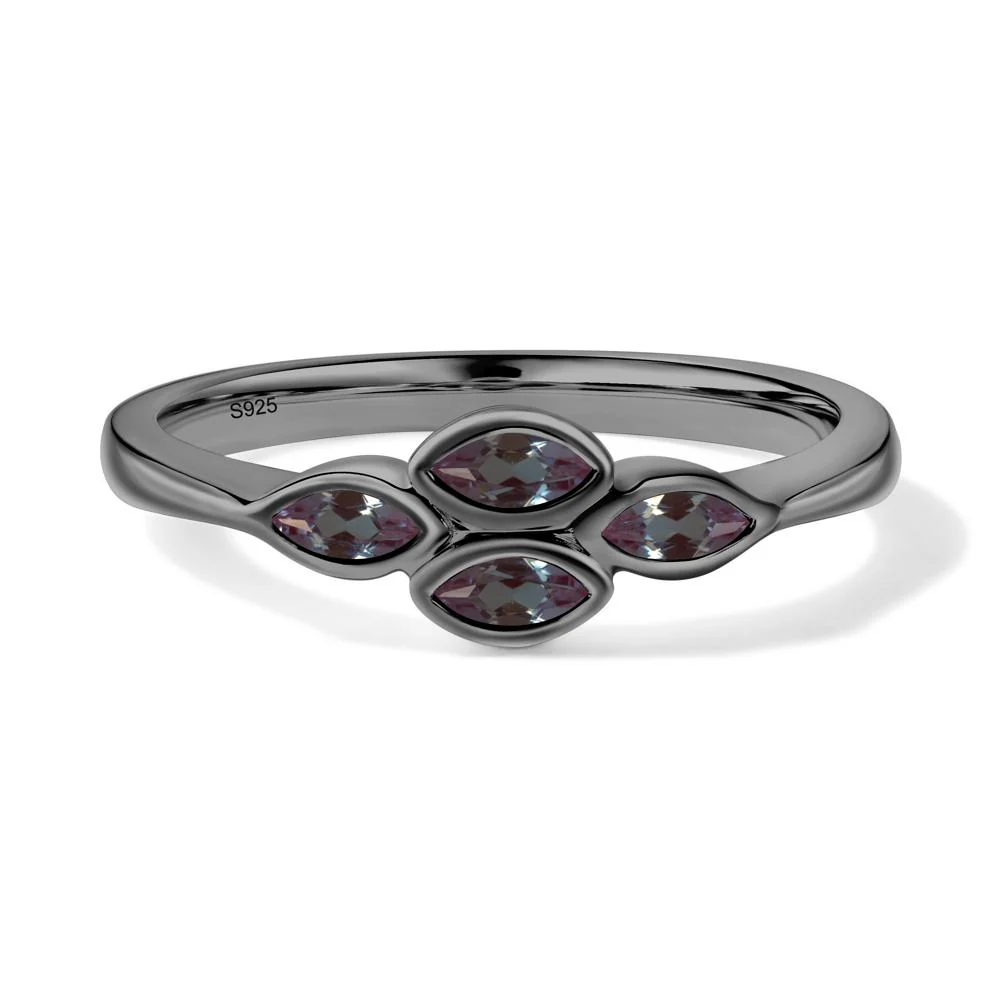 Marquise Cut Alexandrite Bezel Cluster Ring - Image 8
