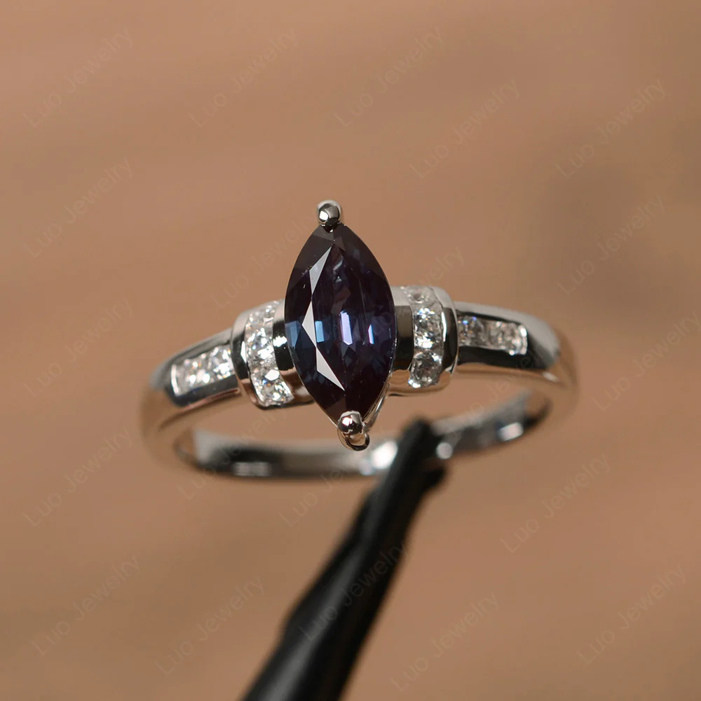 Marquise Cut Alexandrite Engagement Ring