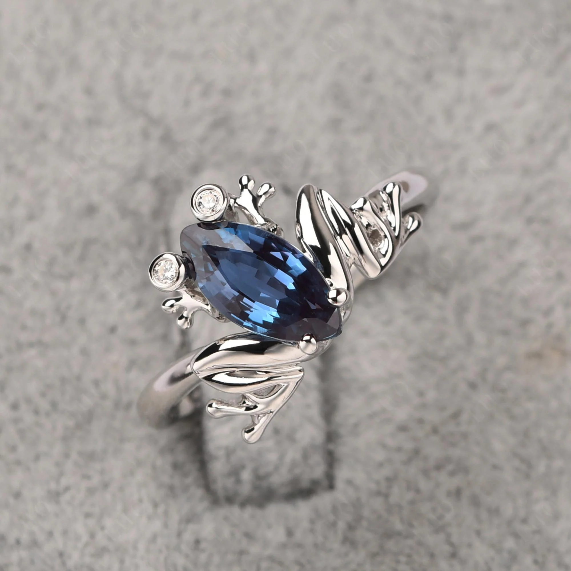 Marquise Cut Alexandrite Frog Ring - Image 10