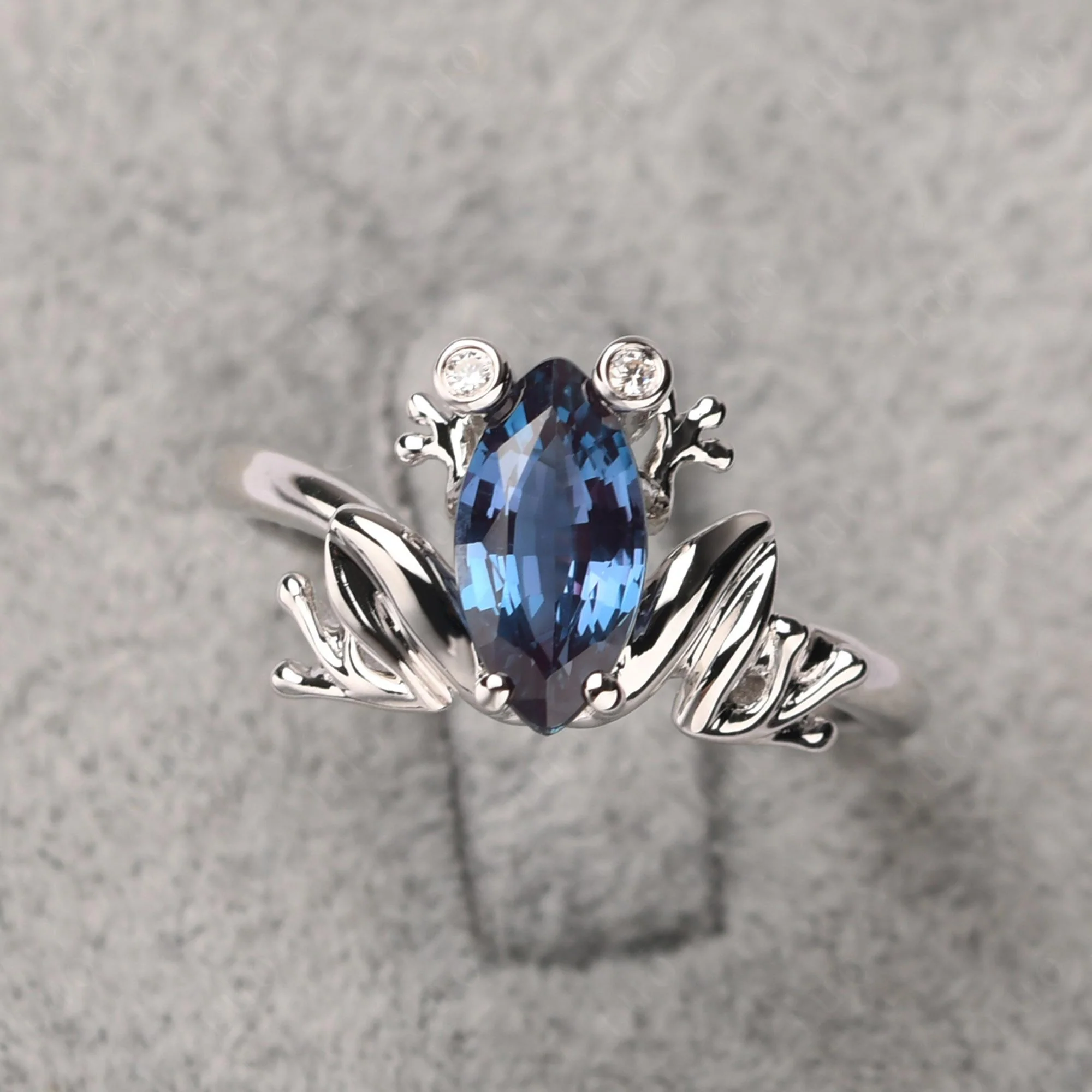 Marquise Cut Alexandrite Frog Ring - Image 11