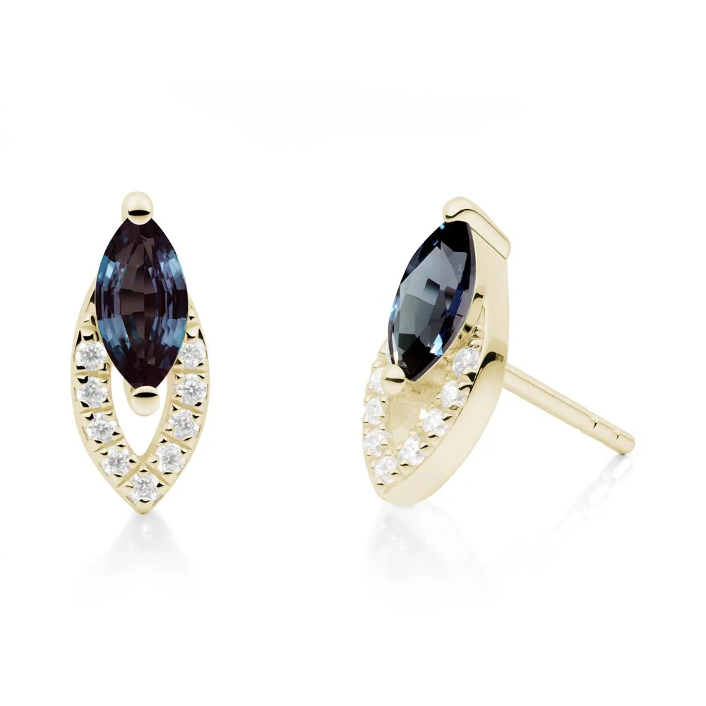 Marquise Cut Alexandrite Halo Stud Earrings - Image 5