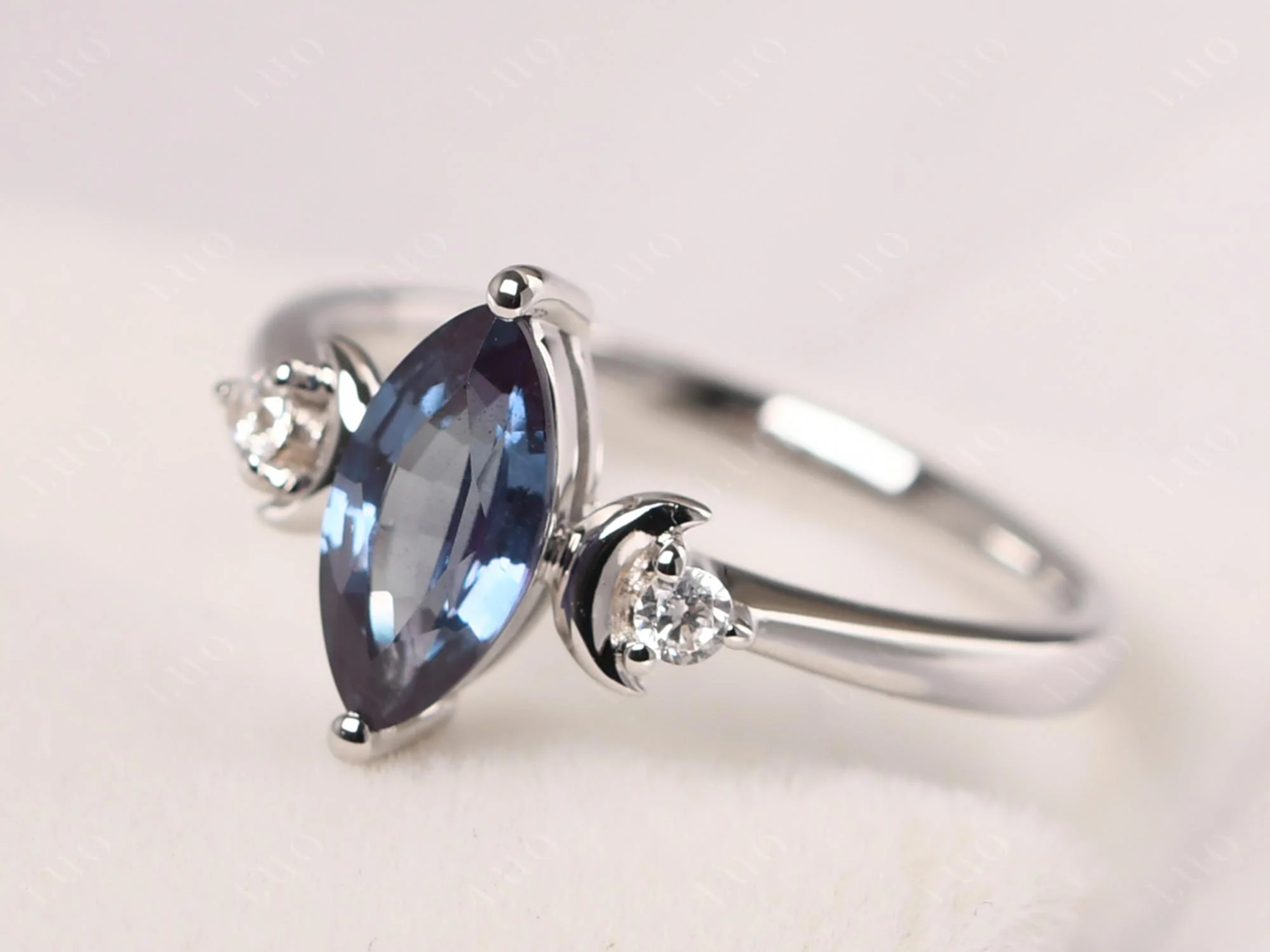Moon Inspired Alexandrite Engagement Ring - Image 11